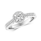 Modrwy Ddyweddïo Diemwnt Aur Gwyn 18ct