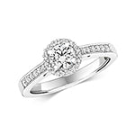Modrwy Ddyweddïo Diemwnt Aur Gwyn 18ct