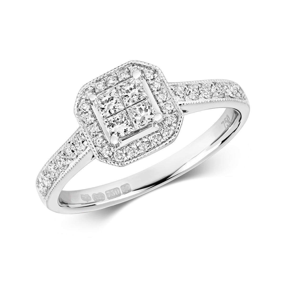 18ct White Gold Diamond Engagement Ring 0.260+0.300 CT