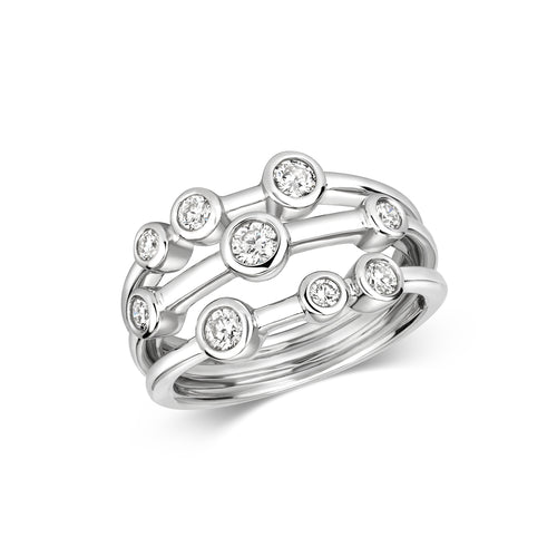 Modrwy Ddiemwnt Aur Gwyn 18ct 0.5 CT