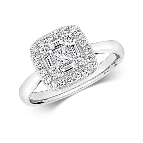 18ct White Gold Diamond Engagement Ring 0.220+0.150+0.330 CT
