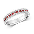18ct White Gold Ruby and Diamond Eternity Ring 0.070+0.300+0.140 CT