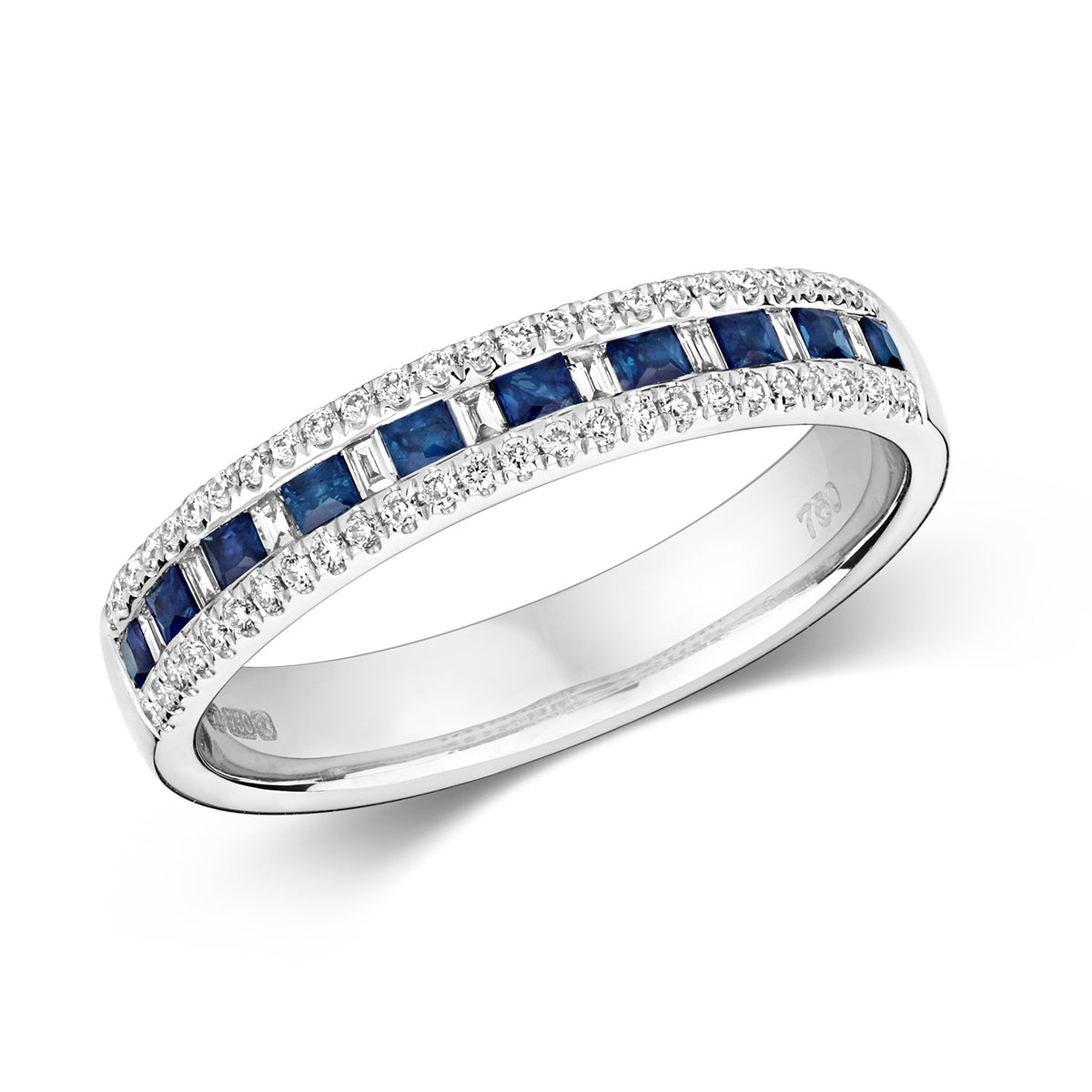18ct White Gold Sapphire and Diamond Eternity Ring 0.070+0.300+0.140 CT