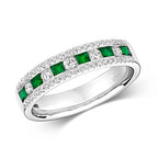 18ct White Gold Emerald and Diamond Eternity Ring 0.310+0.340 CT
