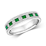 18ct White Gold Emerald and Diamond Eternity Ring 0.310+0.340 CT