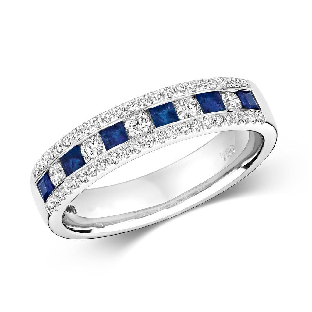 18ct White Gold Sapphire and Diamond Eternity Ring 0.430+0.340 CT