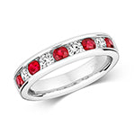 18ct White Gold Ruby and Diamond Eternity Ring 1 CT