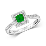 18ct White Gold Emerald and Diamond Engagement Ring 0.360+0.250 CT