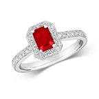 18ct White Gold Ruby and Diamond Engagement Ring 0.670+0.260 CT