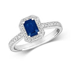 18ct White Gold Sapphire and Diamond Engagement Ring 0.670+0.260 CT