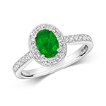 18ct White Gold Emerald and Diamond Engagement Ring 0.700+0.330 CT