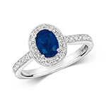 18ct White Gold Sapphire and Diamond Engagement Ring 1.000+0.330 CT