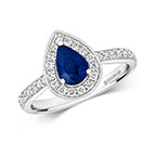 18ct White Gold Sapphire and Diamond Engagement Ring 0.900+0.350 CT