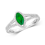 18ct White Gold Emerald and Diamond Engagement Ring 0.500+0.260 CT