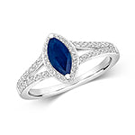 18ct White Gold Sapphire and Diamond Engagement Ring 0.780+0.260 CT