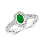 18ct White Gold Emerald and Diamond Engagement Ring 0.470+0.280 CT