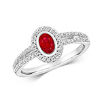 18ct White Gold Ruby and Diamond Engagement Ring 0.640+0.280 CT