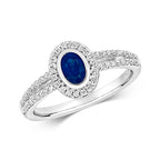 18ct White Gold Sapphire and Diamond Engagement Ring 0.640+0.280 CT