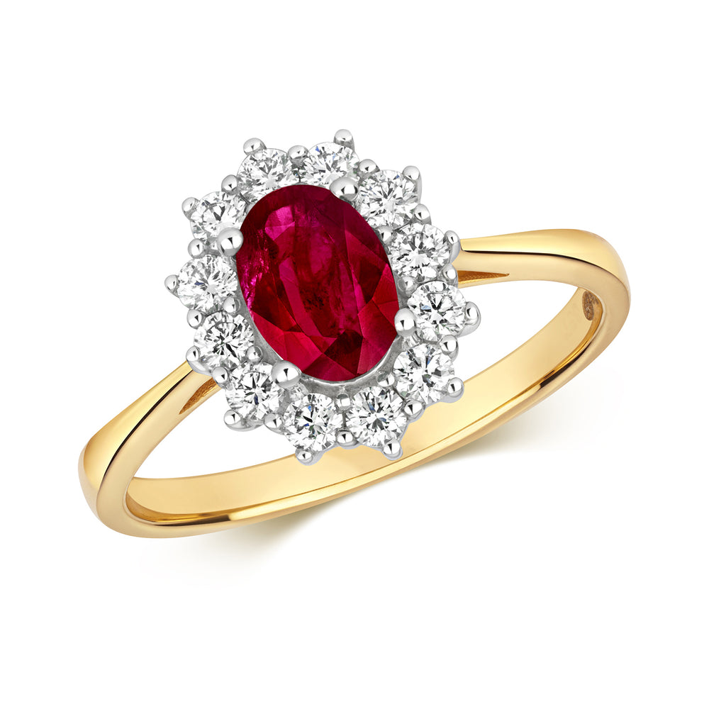18ct Yellow Gold Ruby and Diamond Engagement Ring 1.030+0.420 CT