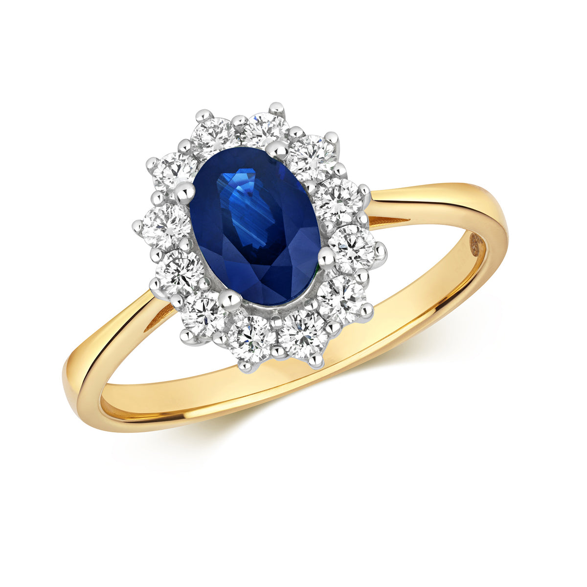 18ct Yellow Gold Sapphire and Diamond Engagement Ring 1.060+0.420 CT