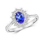 18ct White Gold Tanzanite and Diamond Engagement Ring 0.860+0.420 CT