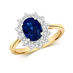 18ct Yellow Gold Sapphire and Diamond Engagement Ring 1.720+0.560 CT