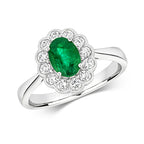 18ct White Gold Emerald and Diamond Engagement Ring 0.730+0.410 CT