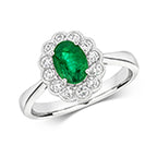 18ct White Gold Emerald and Diamond Engagement Ring 0.730+0.410 CT