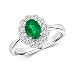 18ct White Gold Emerald and Diamond Engagement Ring 0.730+0.410 CT