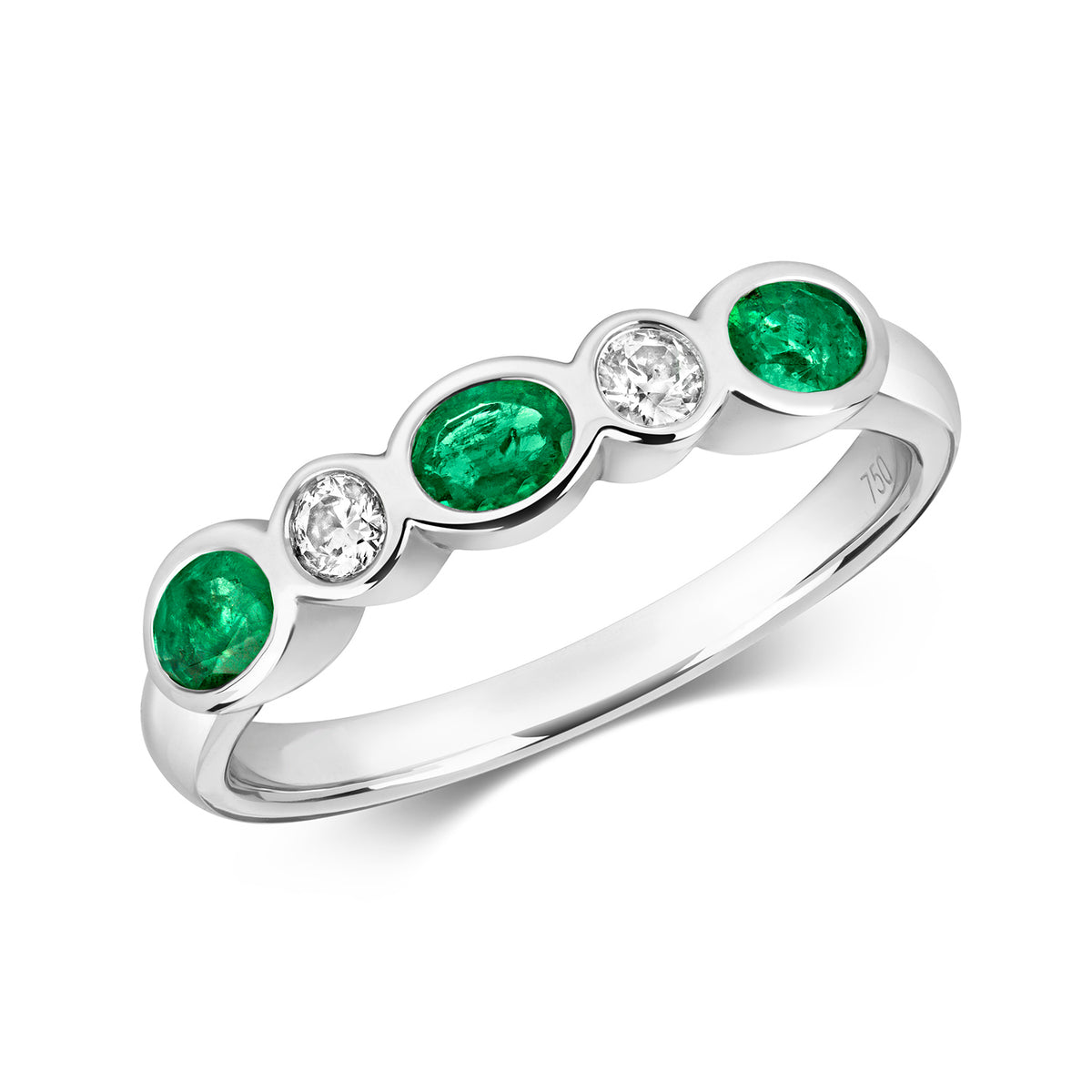 18ct White Gold Emerald and Diamond Eternity Ring 0.480+0.110 CT