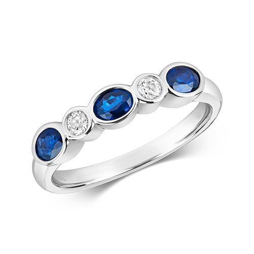 18ct White Gold Sapphire and Diamond Eternity Ring 0.770+0.110 CT