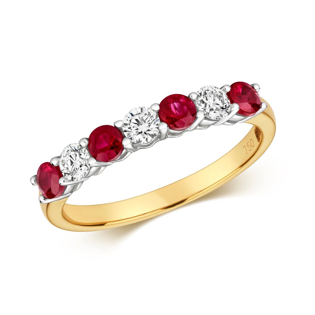 18ct Yellow Gold Ruby and Diamond Eternity Ring 0.89 CT