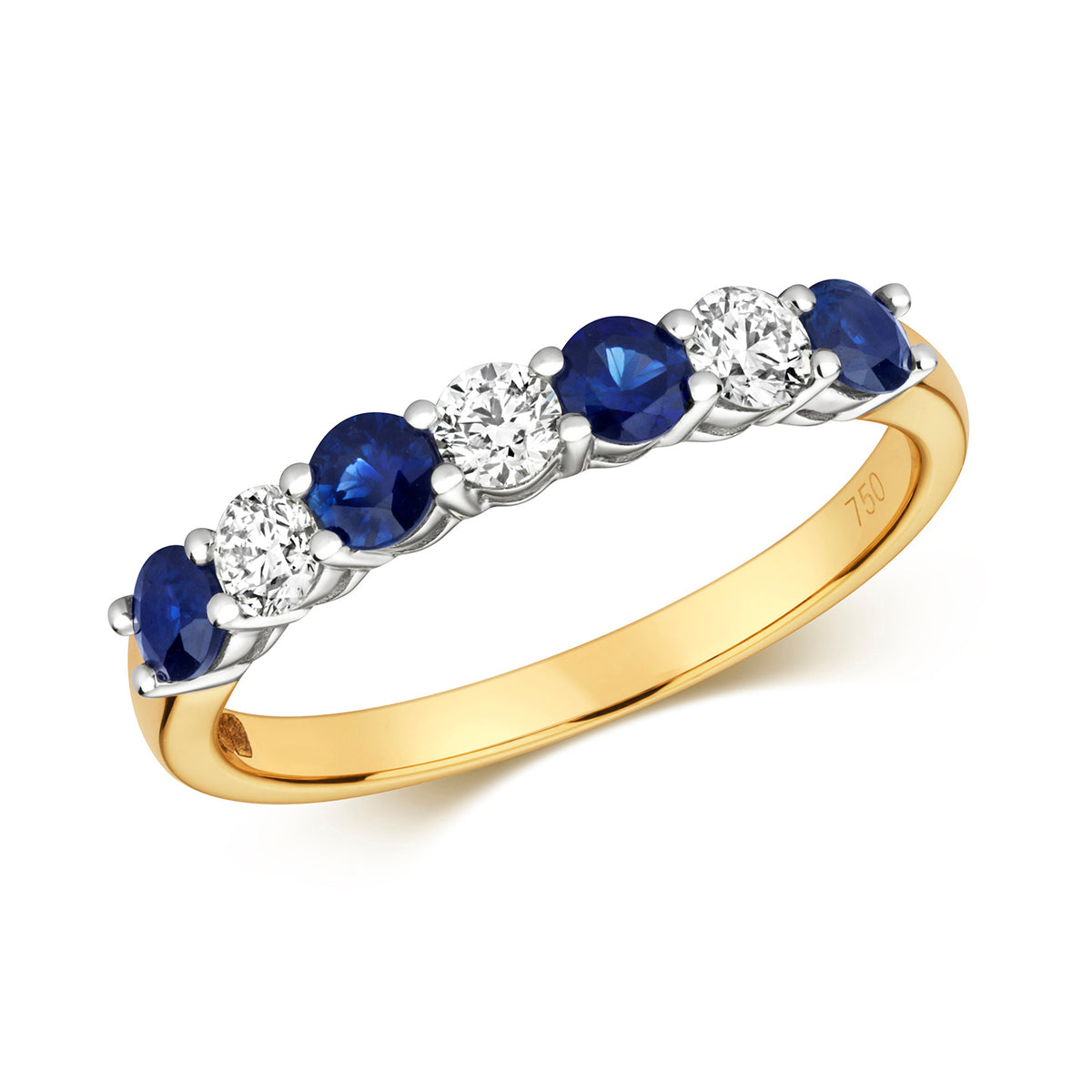 18ct Yellow Gold Sapphire and Diamond Eternity Ring 0.79 CT