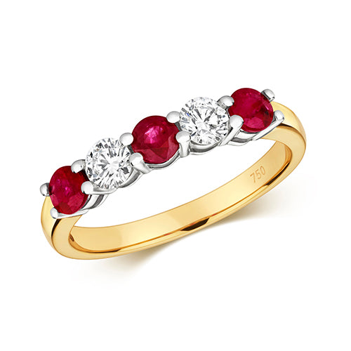 18ct Yellow Gold Ruby and Diamond Eternity Ring 1.08 CT