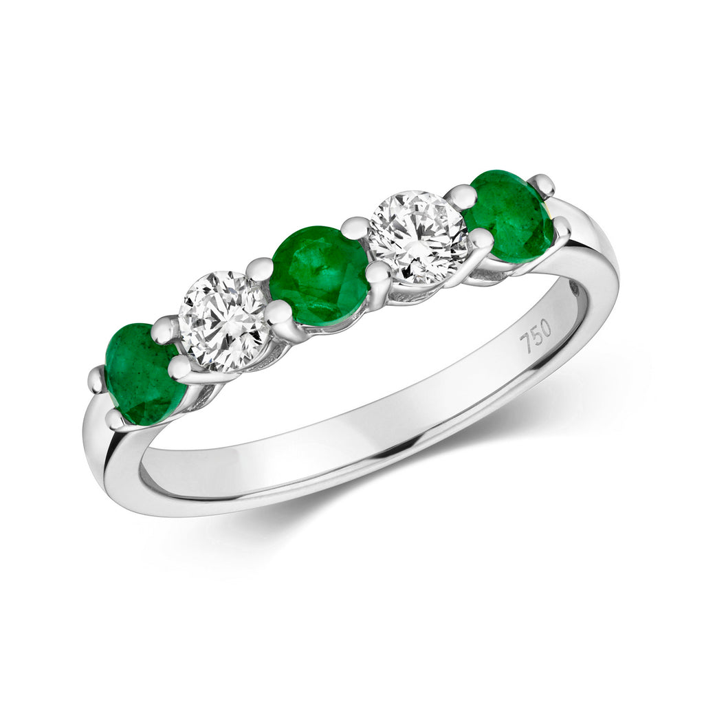18ct White Gold Emerald and Diamond Eternity Ring 0.88 CT