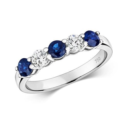 18ct White Gold Sapphire and Diamond Eternity Ring 1.1 CT