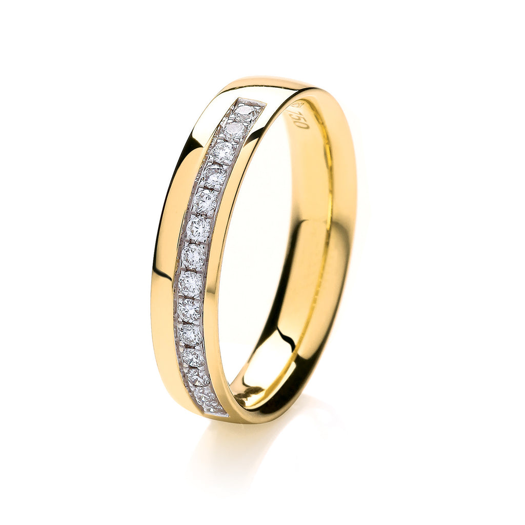 18ct Yellow Gold Diamond Wedding Band Ring 0.16 CT