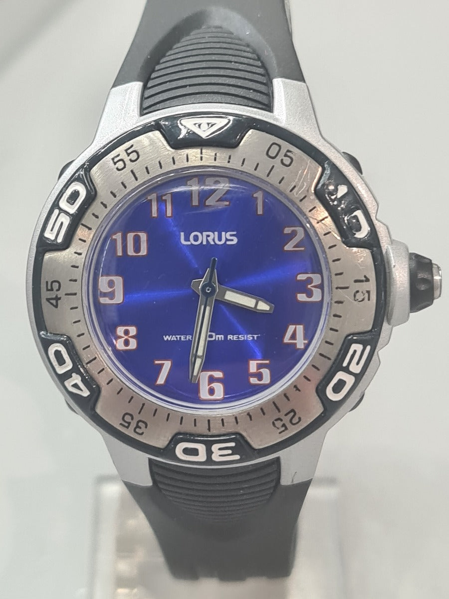 Lorus Kids Watch with Blue Dial and Black Rubber Strap RG235GX9
