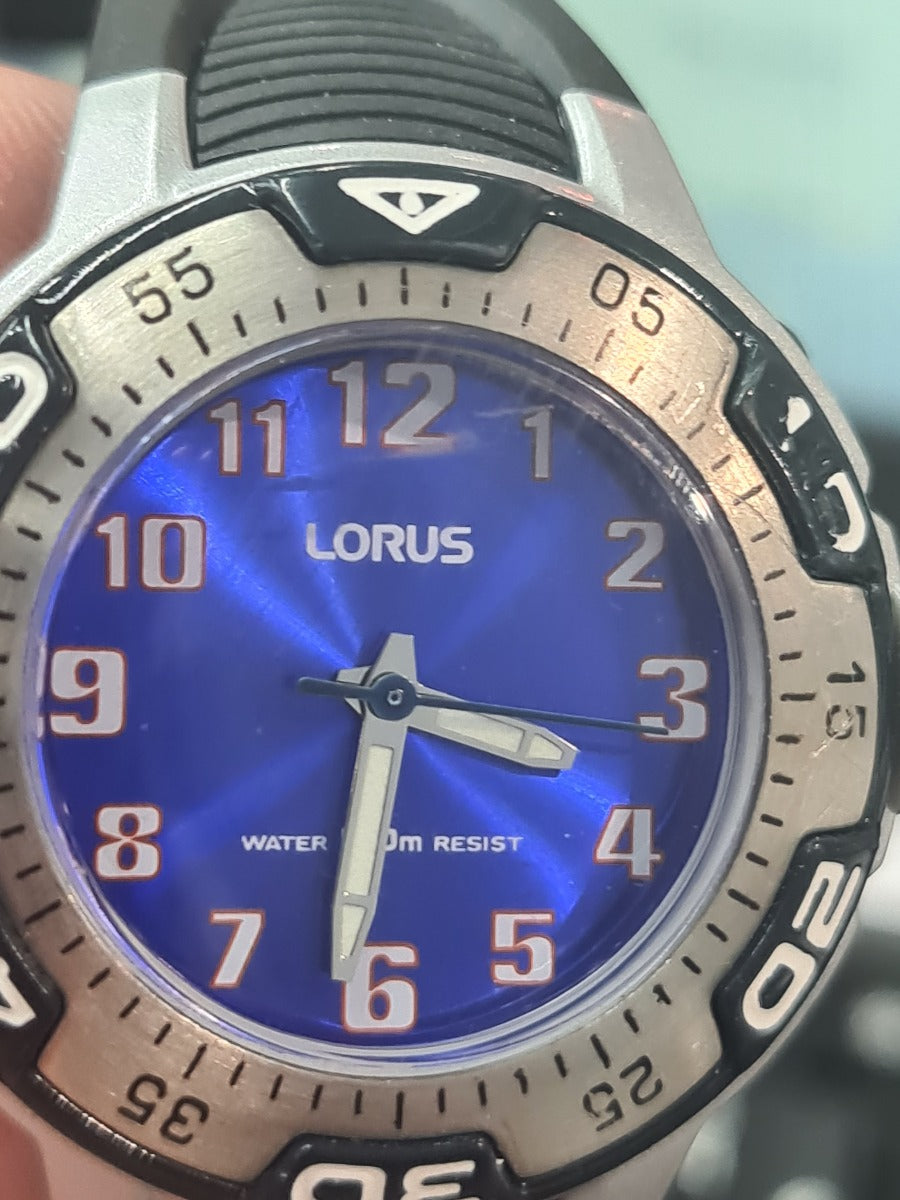 Lorus Kids Watch with Blue Dial and Black Rubber Strap RG235GX9
