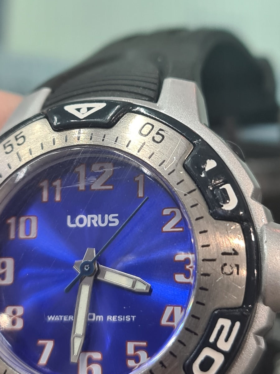 Lorus Kids Watch with Blue Dial and Black Rubber Strap RG235GX9
