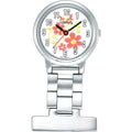 Lorus Ladies Fob Watch with Floral Dial and Silver Stainless Steel Strap RG237HX9