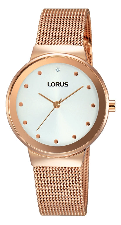 Lorus Ladies Rose Gold Milanese Strap Watch RG266JX9