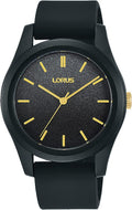 Lorus Ladies Watch gyda Deial Du a Strap Rwber Du RG267TX9