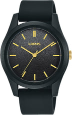 Lorus Ladies Watch gyda Deial Du a Strap Rwber Du RG267TX9