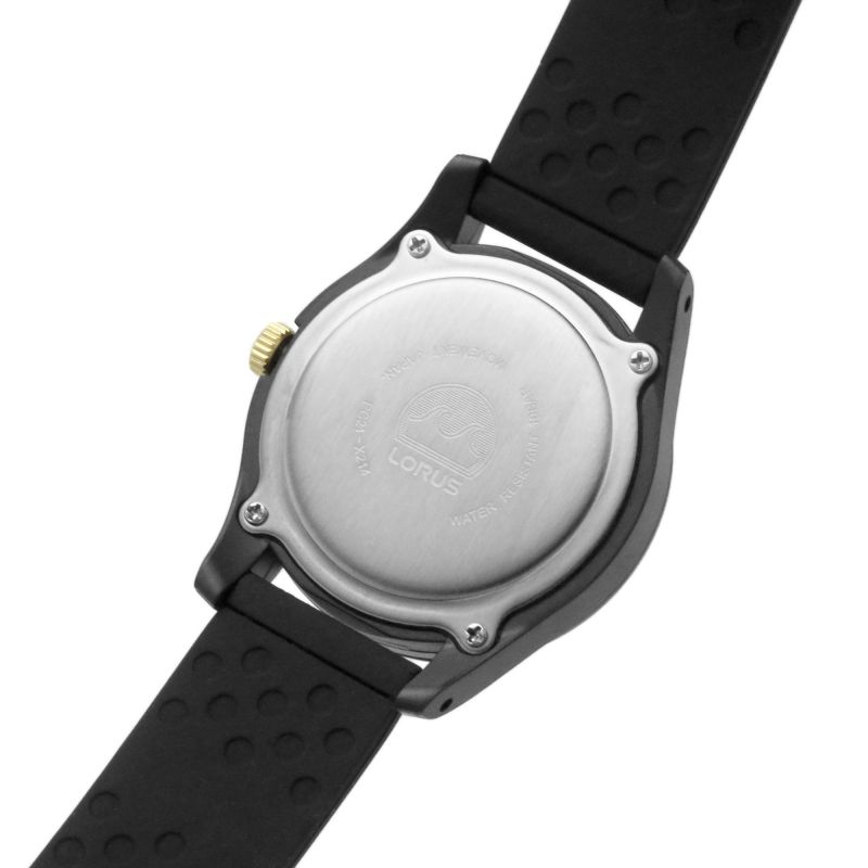 Lorus Ladies Watch gyda Deial Du a Strap Rwber Du RG267TX9