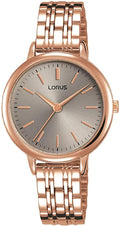 Lorus Ladies Watch with Grey Dial and Rose Gold Strap RG296PX9