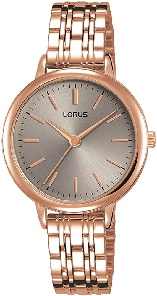 Lorus Ladies Watch with Grey Dial and Rose Gold Strap RG296PX9