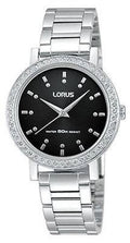 Lorus Ladies Silver Stone Set Bezel Stainless Steel Strap Watch RG299HX9