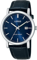 Lorus Men's Watch with Blue Dial and Black Leather Strap RG841CX9