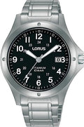 Lorus Men's Watch with Black Dial and Titanium Bracelet RG887CX9